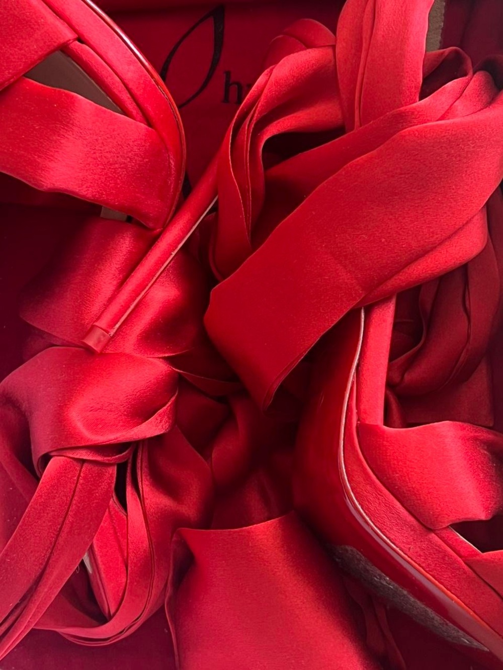 Christian Louboutin Red Satin Bow Sandals